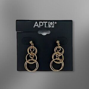 APT.9 Earrings Multi-Ring Dangling Design Lightweight Comfortable Gold W OS NWT